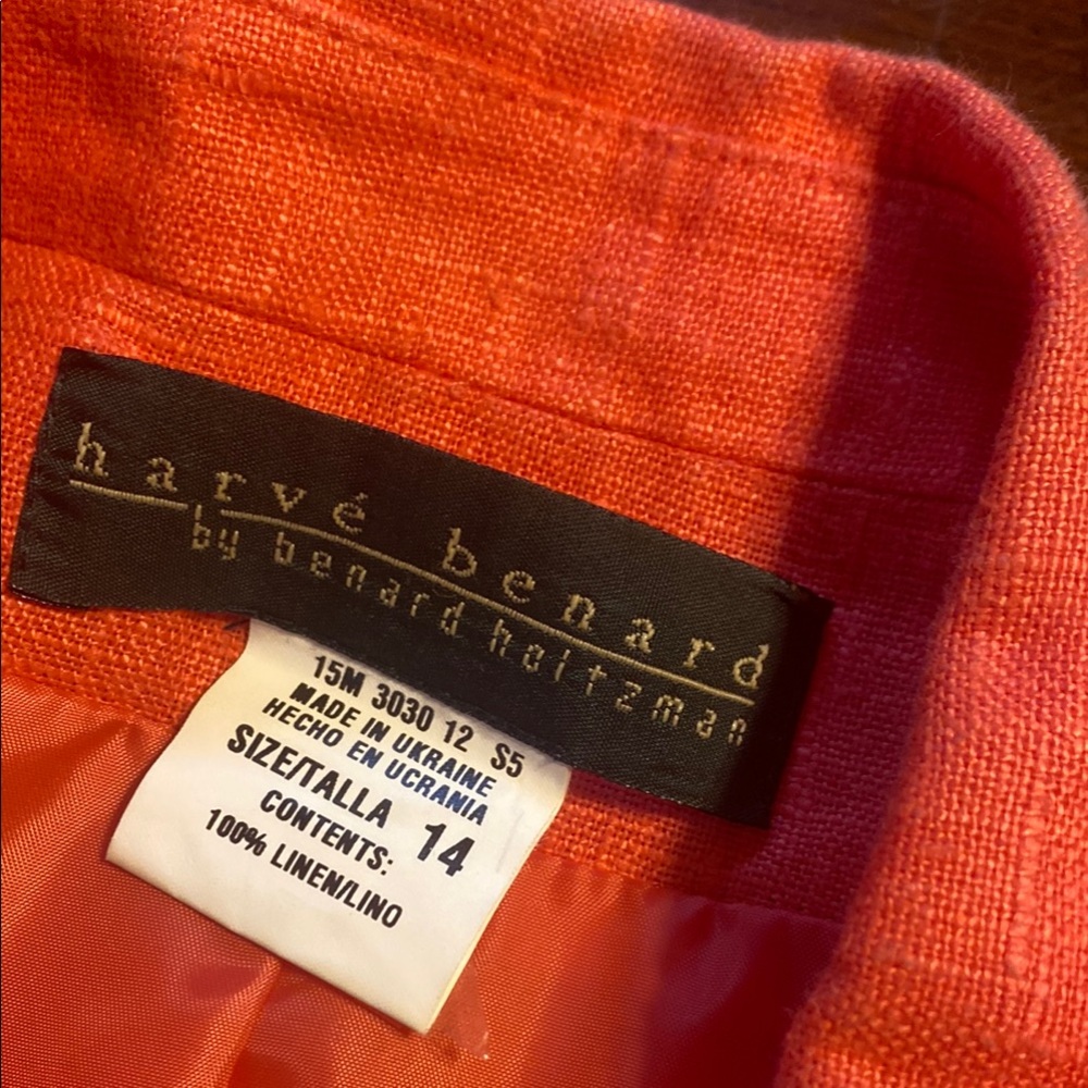 Classic Linen Blend Orange Blazer - Women's Tailored Jacket - Picture 2 of 4